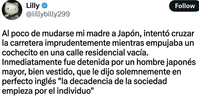 Publicación de red social con uno de los insultos salvajes sobre un hombre en Japón y la decadencia social.
