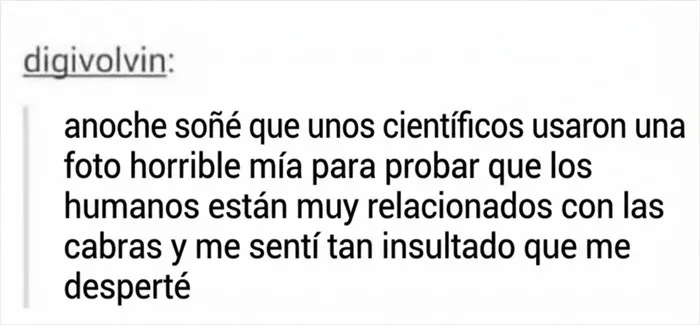 Publicación graciosa en redes sobre insultos salvajes relacionados con científicos y cabras