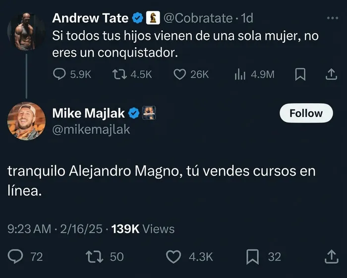 Respuesta en Twitter que forma parte de los insultos salvajes hacia un influencer