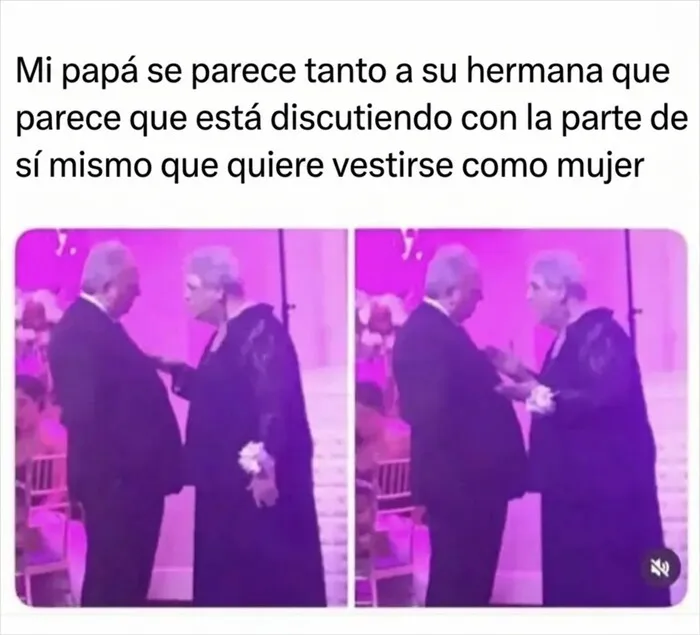 Dos fotos de un hombre discutiendo con su hermana, parte de una lista de insultos salvajes.