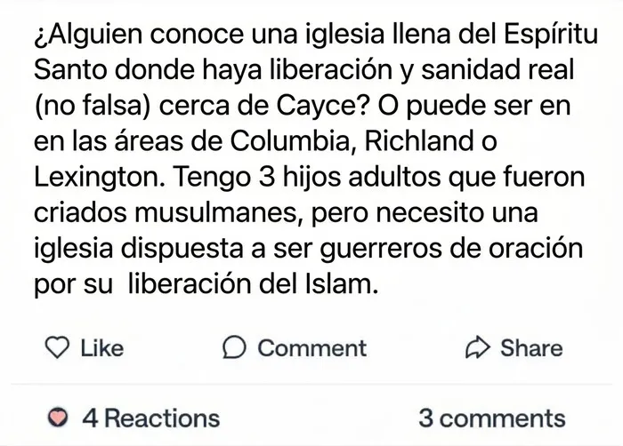 Vecinos buscan iglesia para oración en una comunidad de vecindario interesante