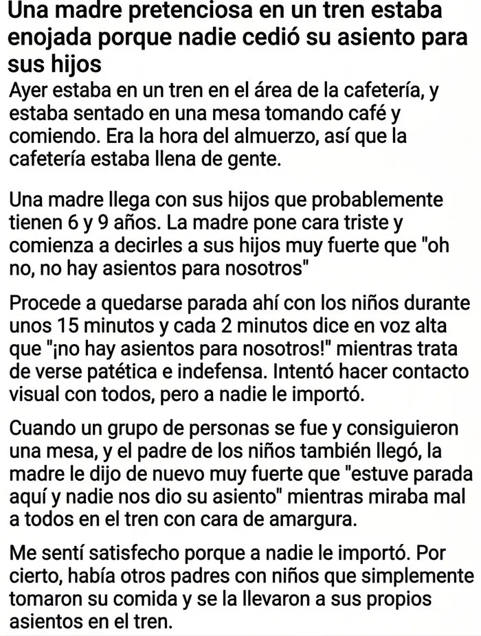 Texto que describe una madre pretenciosa, reflejo de personas de comportamiento egocéntricos