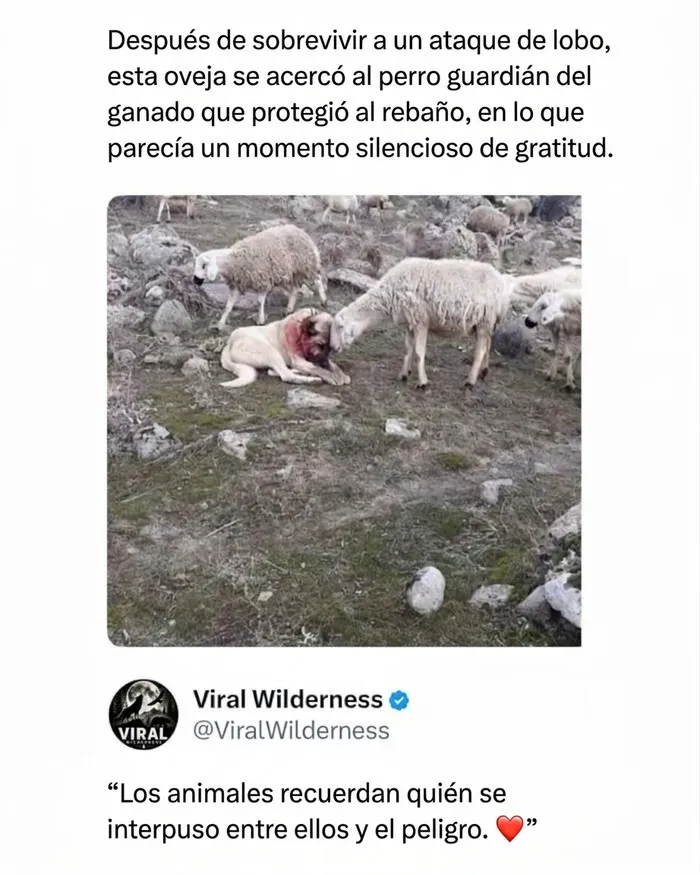 Oveja agradecida con perro protector mostrando momentos fascinantes de animales y naturaleza