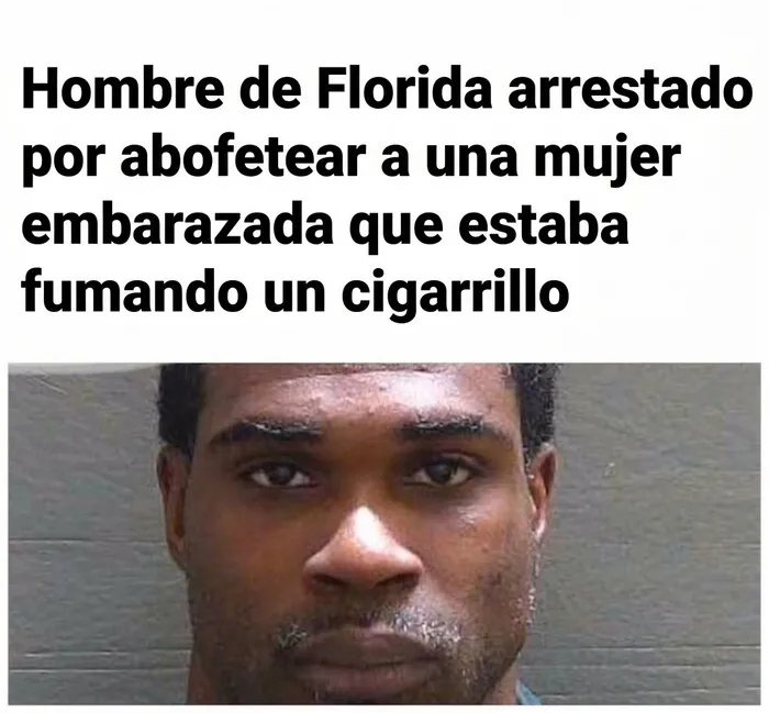 Meme de hombre de Florida tras ser arrestado, mostrando la locura diaria.