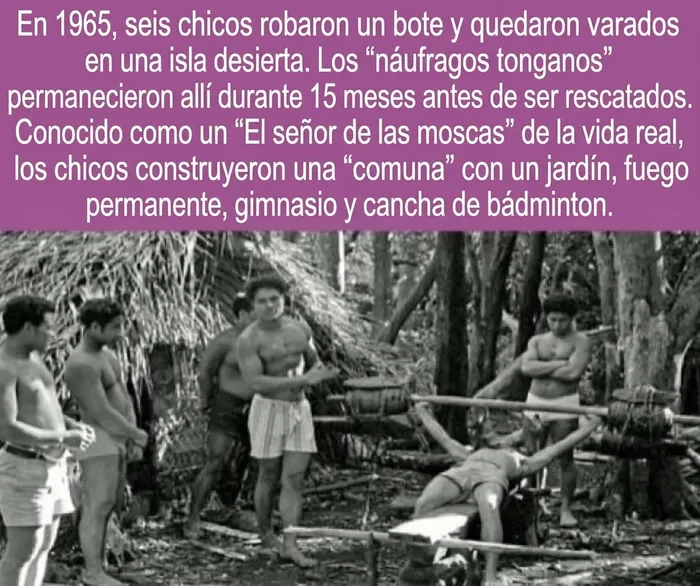 Fotografía histórica de los náufragos tonganos en una isla desierta entre los datos curiosos