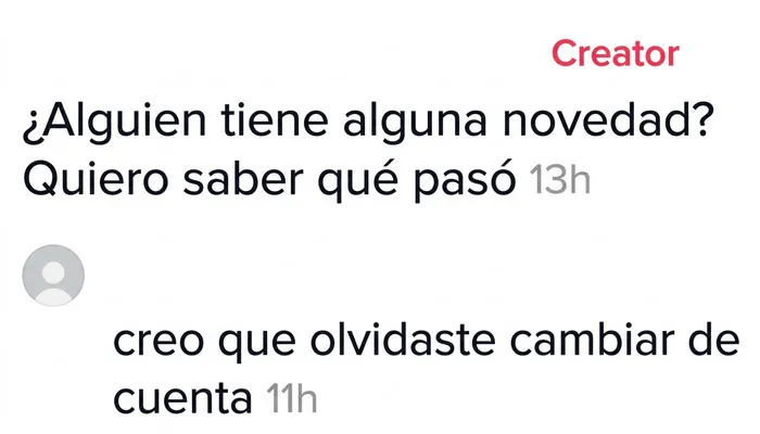 Conversación de red social donde exponen a mentirosos pillados que olvidaron cambiar de cuenta.