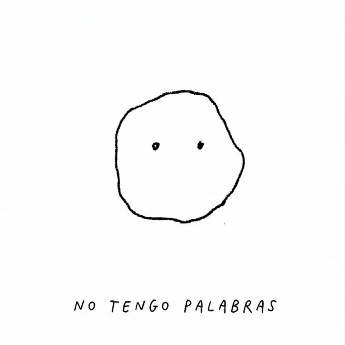 Caricatura minimalista con una cara redonda y la frase no tengo palabras de ilustraciones ingeniosas