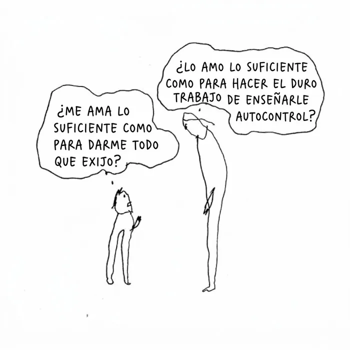 Ilustraciones sobre la vida moderna que muestran una caricatura reflexiva sobre el autocontrol