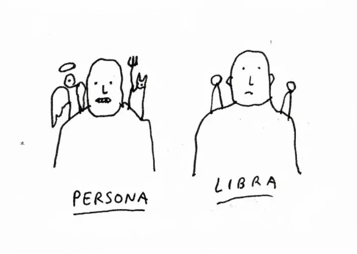 Dibujo comparativo entre persona y libra, de las ilustraciones ingeniosas sobre la vida moderna