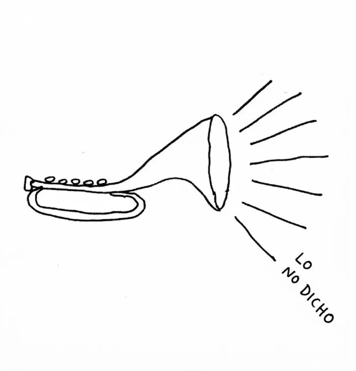 Ilustración de una trompeta con sonido silencioso, representando ilustraciones ingeniosas