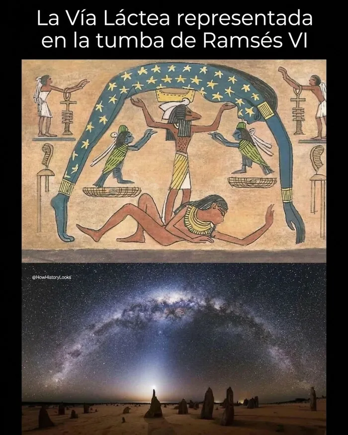 La Vía Láctea en la tumba de Ramsés VI, entre fotos históricas de astronomía.