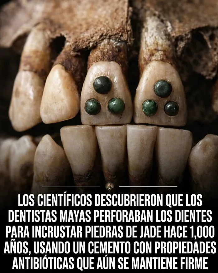 Dientes mayas incrustados con piedras de jade, entre datos curiosos del pasado.