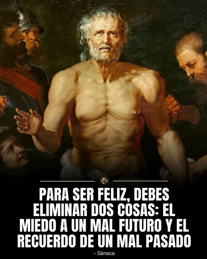 Retrato de Séneca con una de sus citas célebres, ideal para datos curiosos históricos.
