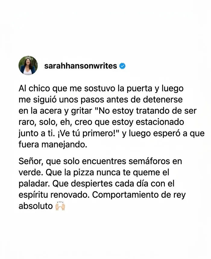 Texto de redes sociales con anécdotas amables de publicaciones reconfortantes.