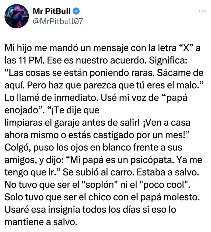 Captura de pantalla de publicaciones reconfortantes sobre un padre salvando a su hijo con una palabra clave secreta