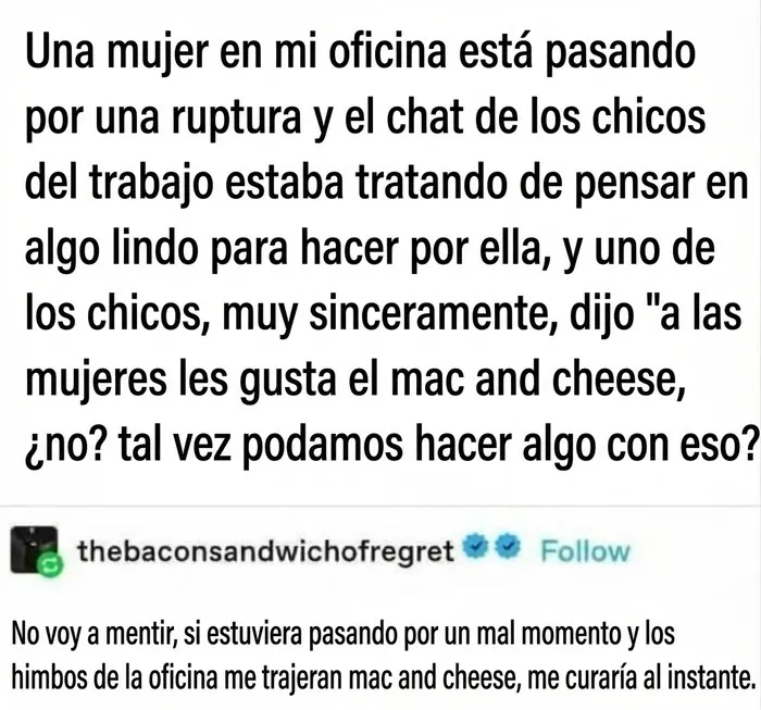 Captura de pantalla de un chat de oficina empático, entre las publicaciones reconfortantes del día