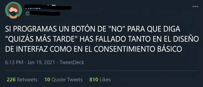 Un tweet que critica a diseñadores de interfaces por sus productos mal hechos de software