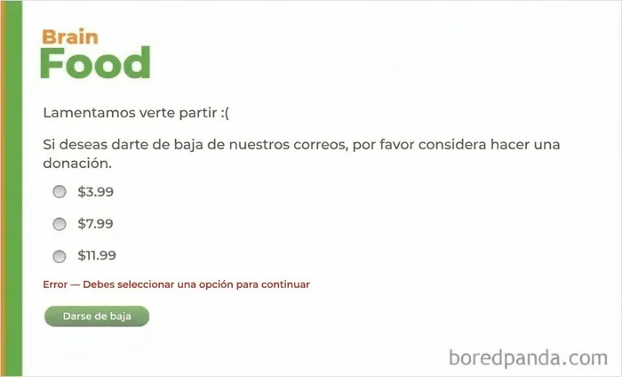 Formulario de suscripción confuso y molesto hecho por diseñadores terribles.