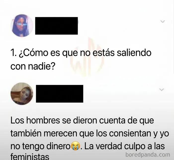 Captura de pantalla de un post que ilustra mujeres toxicas culpando a las feministas por su soltería.