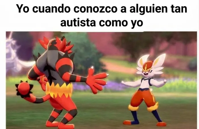 Uno de los memes divertidos con personajes de Pokémon interactuando con un texto sobre conocer a alguien similar.
