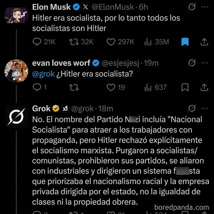 Conversación sobre el socialismo y el nazismo en redes sociales