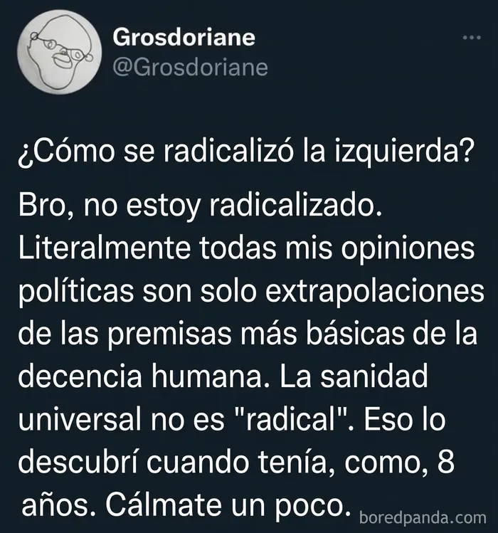 Tweet que cuestiona la radicalización de la izquierda y la decencia humana