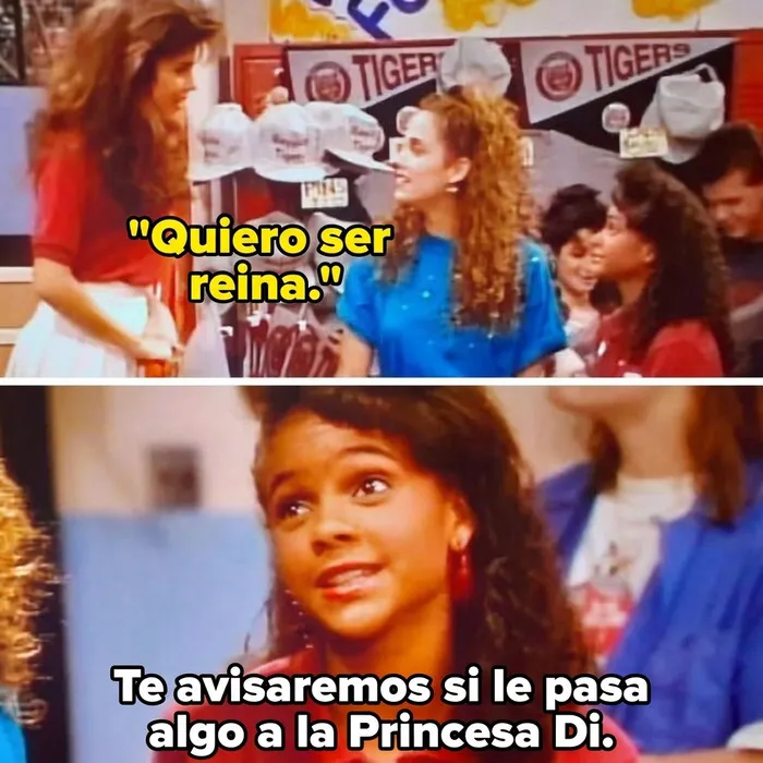 Frase sobre envejecer en mesas escolares con mención a Princesa Di y palabras que envejecen mal
