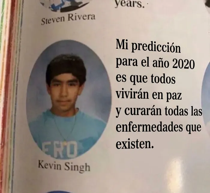 Predicción juvenil para 2020 sobre vivir en paz y curar enfermedades con palabras en texto