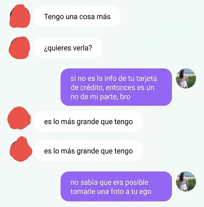 Captura de conversación con mensajes de texto humorísticos exponiendo a hombres ridículos