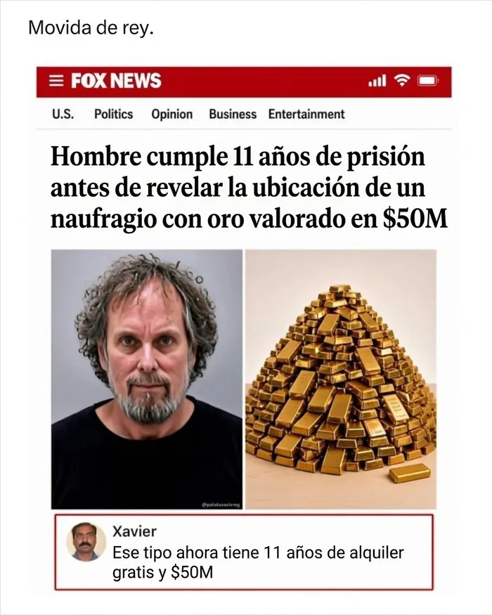 Noticia hombre preso revela ubicación de naufragio con oro valorado