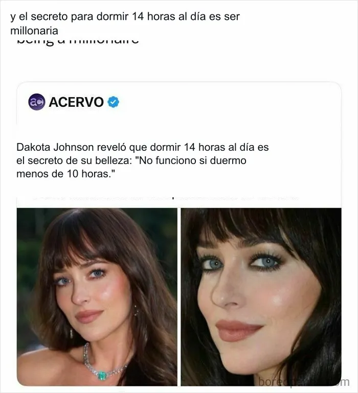 Dakota Johnson revela dormir 14 horas como secreto de belleza en publicaciones aleatorias