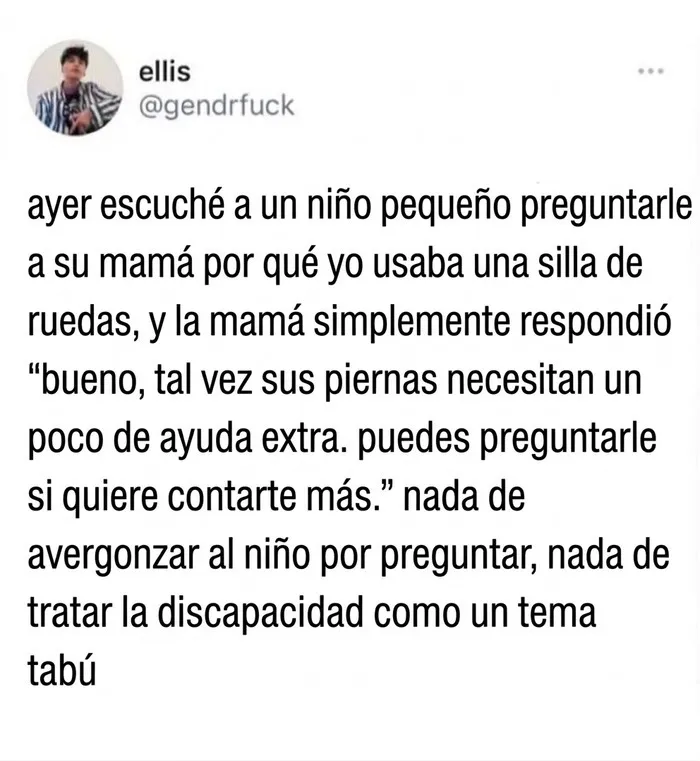 Mensaje reconfortante que fomenta hablar sin tabúes sobre discapacidad