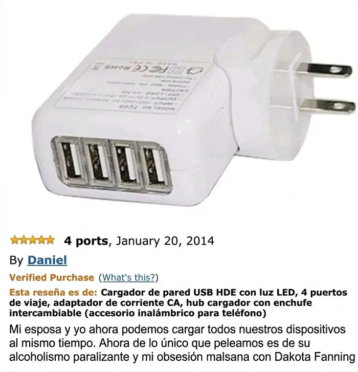 Cargador USB de pared con 4 puertos y luz LED reseña Amazon