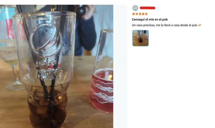 Reseña divertida de vaso en pub en reseñas divertidísimas Amazon