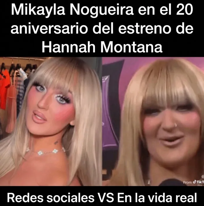 Comparación de fotos de influencers mostrando la diferencia entre redes sociales y la vida real.