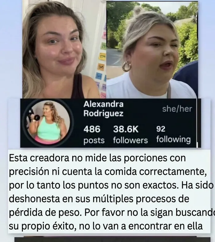Comparación de fotos de una creadora de contenido que muestra influencers haciendo el ridículo por malas decisiones.