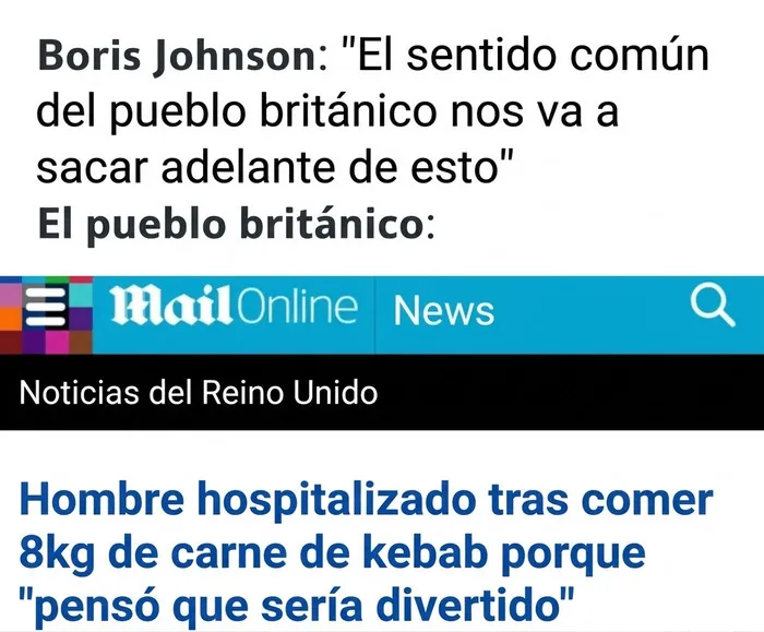 Titular absurdo sobre una noticia del Reino Unido reflejado en memes británicos