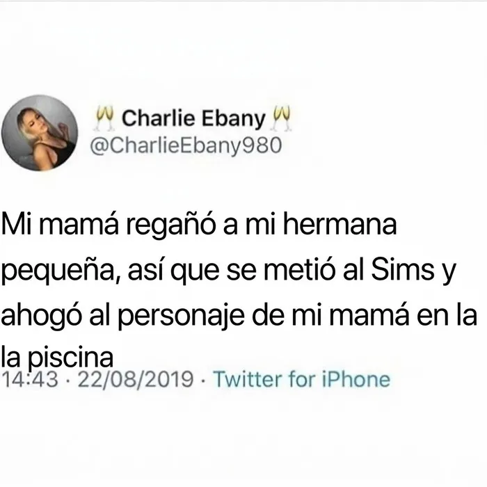 Captura de pantalla de un tuit gracioso sobre Los Sims como ejemplo de memes británicos