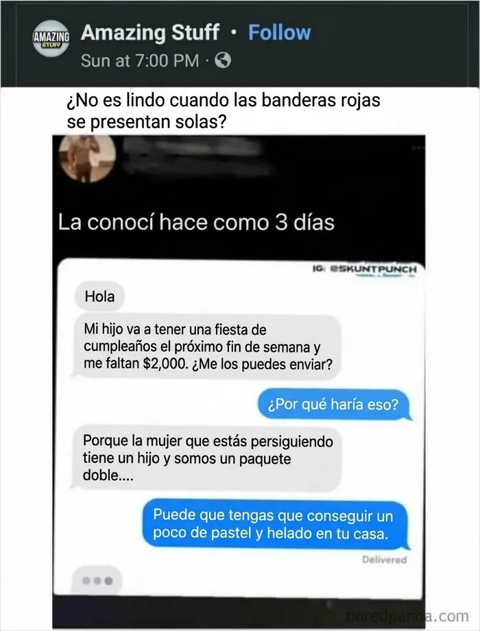 Publicación en redes sociales exponiendo la demanda de dinero de pedagüeños exasperantes.