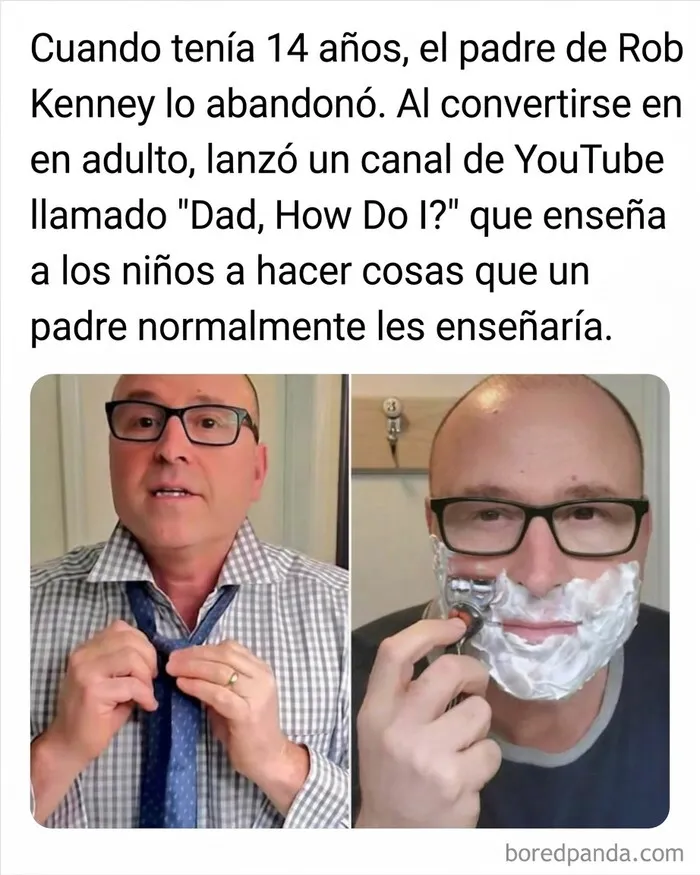 Publicaciones reconfortantes: Rob Kenney enseñando a atarse una corbata y afeitarse en YouTube.