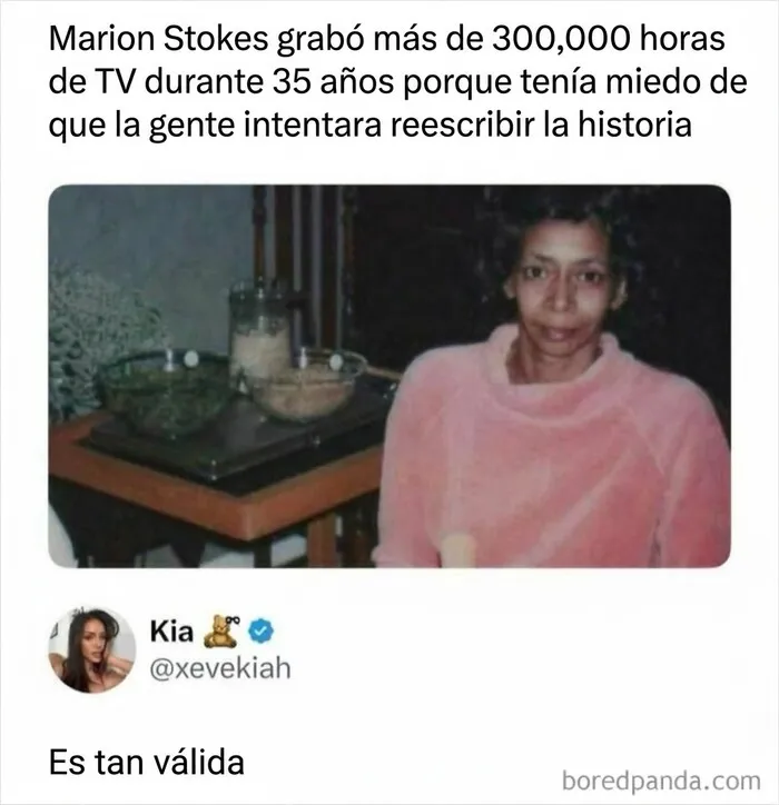 Foto de Marion Stokes en una publicación de memes para reír un rato
