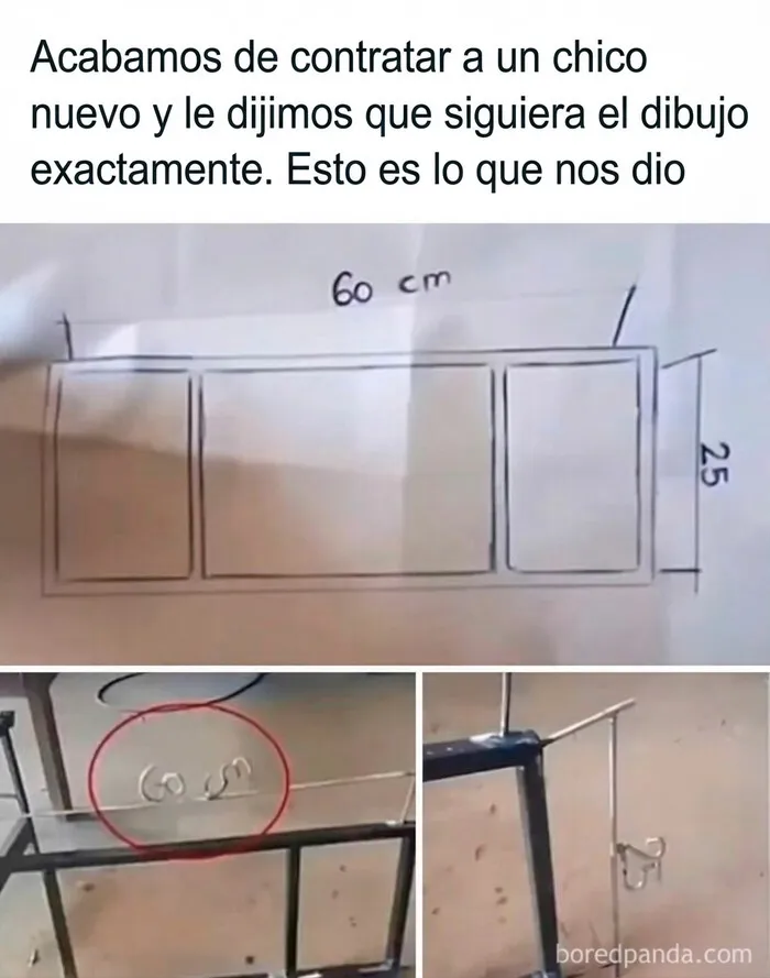 Trabajador sigue un plano literalmente en este meme gracioso para reír un rato.