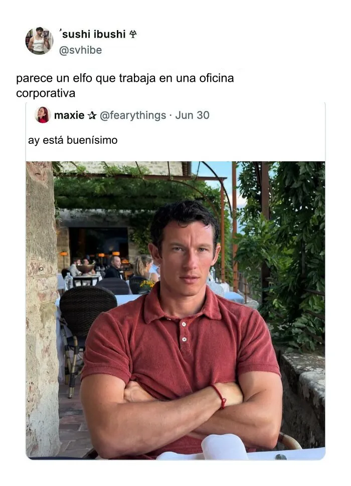 Un hombre apuesto en una terraza en uno de los tuits divertidos de la red.