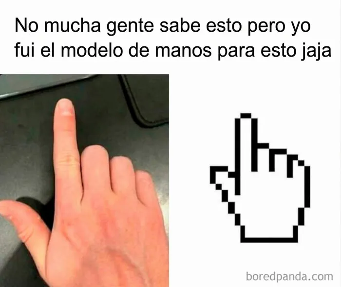 Comparación de una mano real con el cursor de mano de computadora, entre mentiras ridículas publicadas.