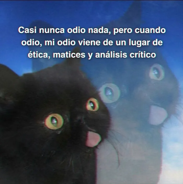 Meme divertido de un gato negro pensando, ideal para ilustrar hábitos cuestionables y reflexiones cómicas.