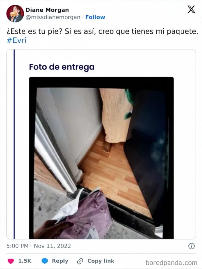 Error de repartidores al entregar un paquete en la puerta equivocada.