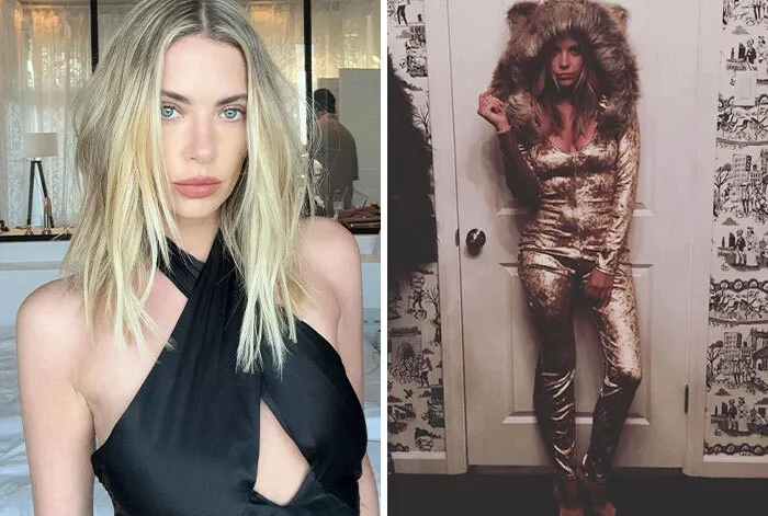Ashley Benson posando con un atuendo de león para la temporada de disfraces de Halloween.