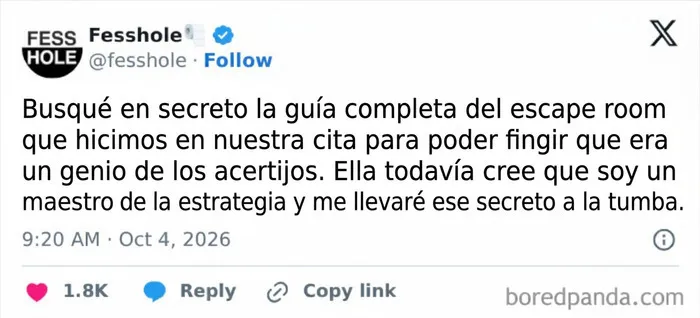 Publicación de confesiones anónimas sobre trampas en un escape room