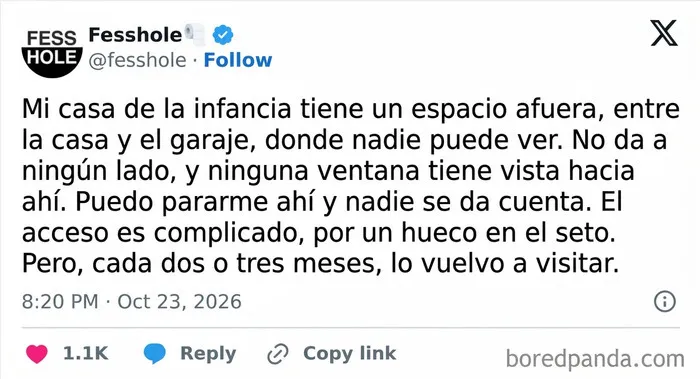 Texto con confesiones anónimas sobre un escondite secreto de la infancia