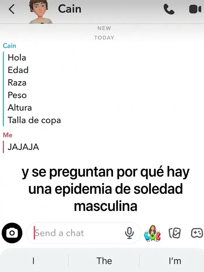 Captura de chat con mensajes de texto incómodos sobre una lista exagerada de preguntas.
